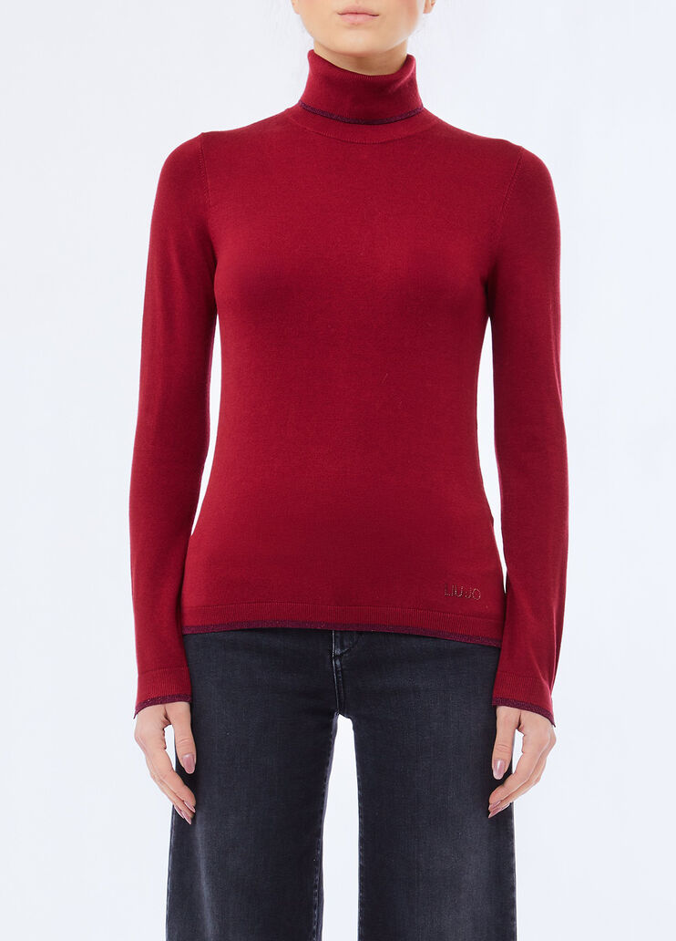 Polo-neck with lurex&reg; details red Liu Jo - medium
