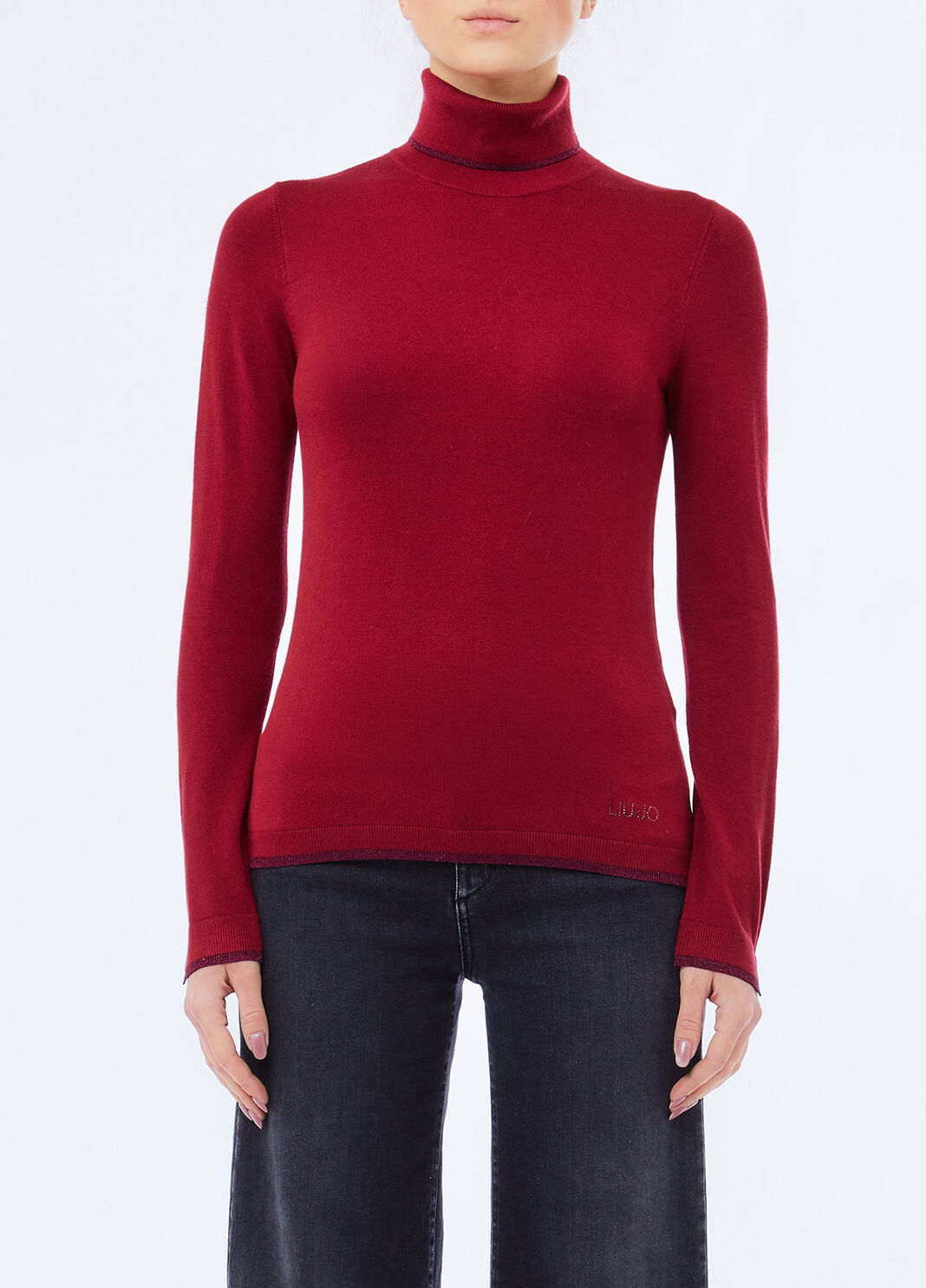 Polo-neck with lurex&reg; details red Liu Jo - large image number 0