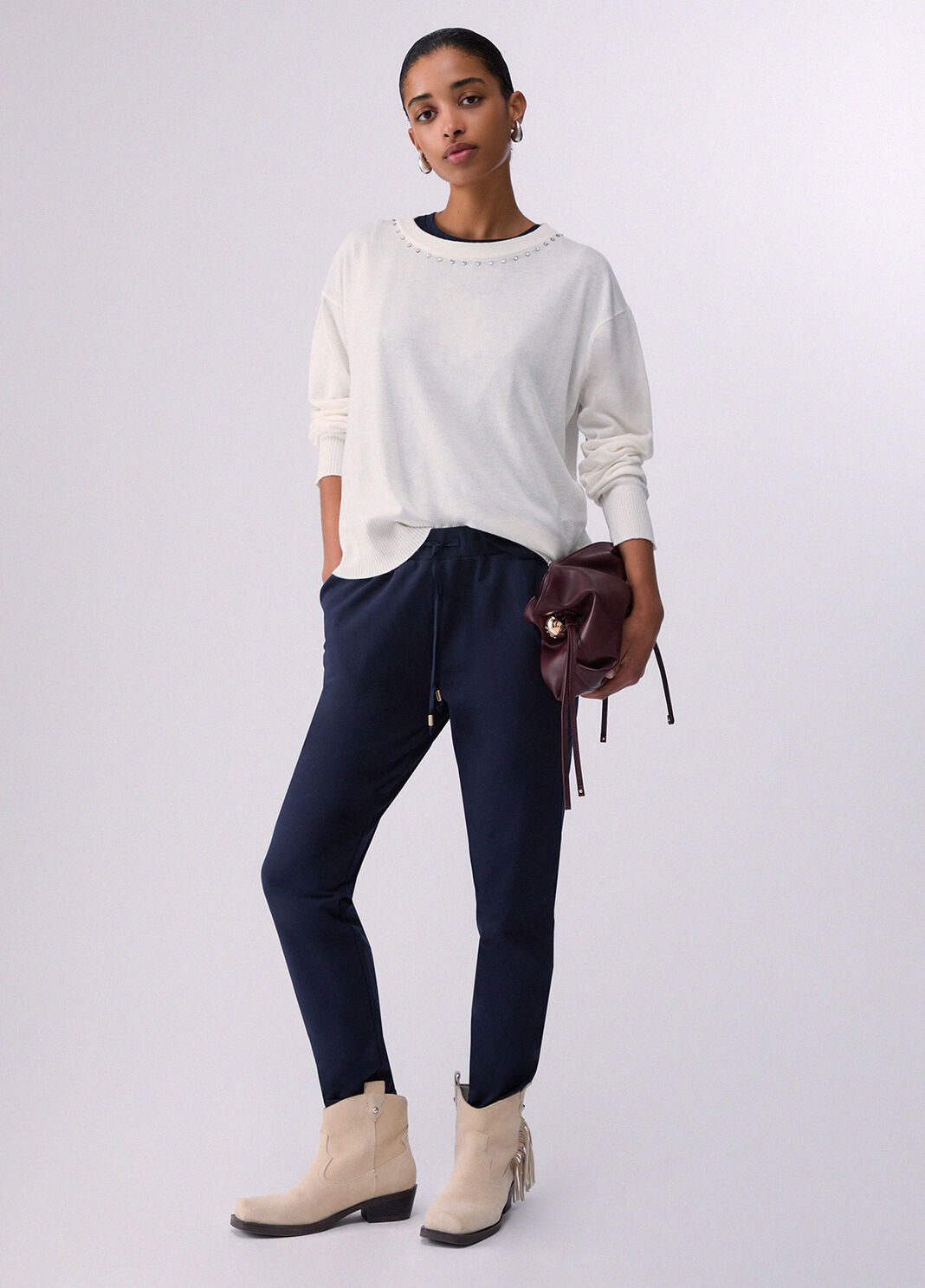 Wool jumper with studs white wool Liu Jo - large image number 3