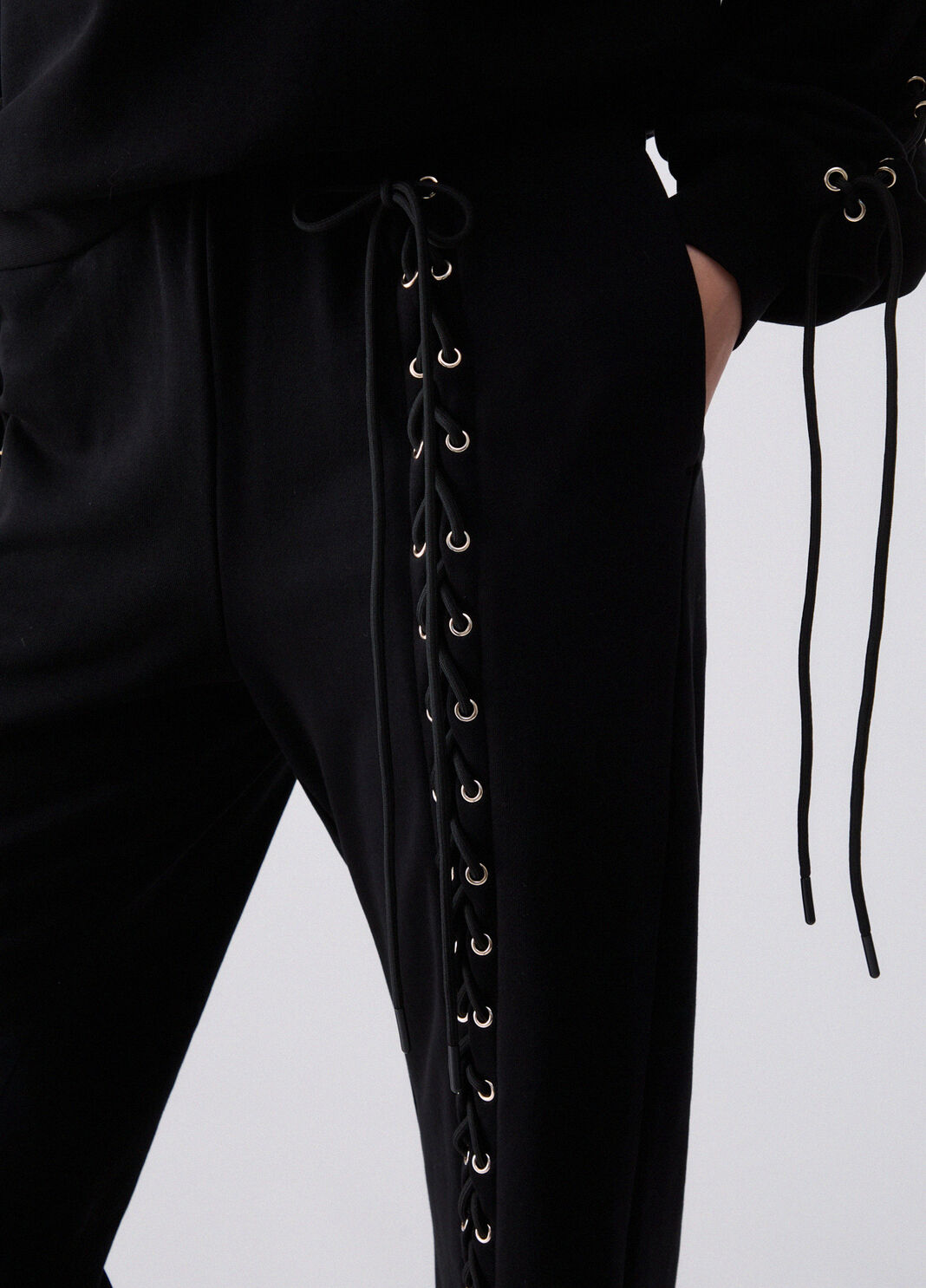 Trousers in sweatshirt with laces black Liu Jo - large image number 4