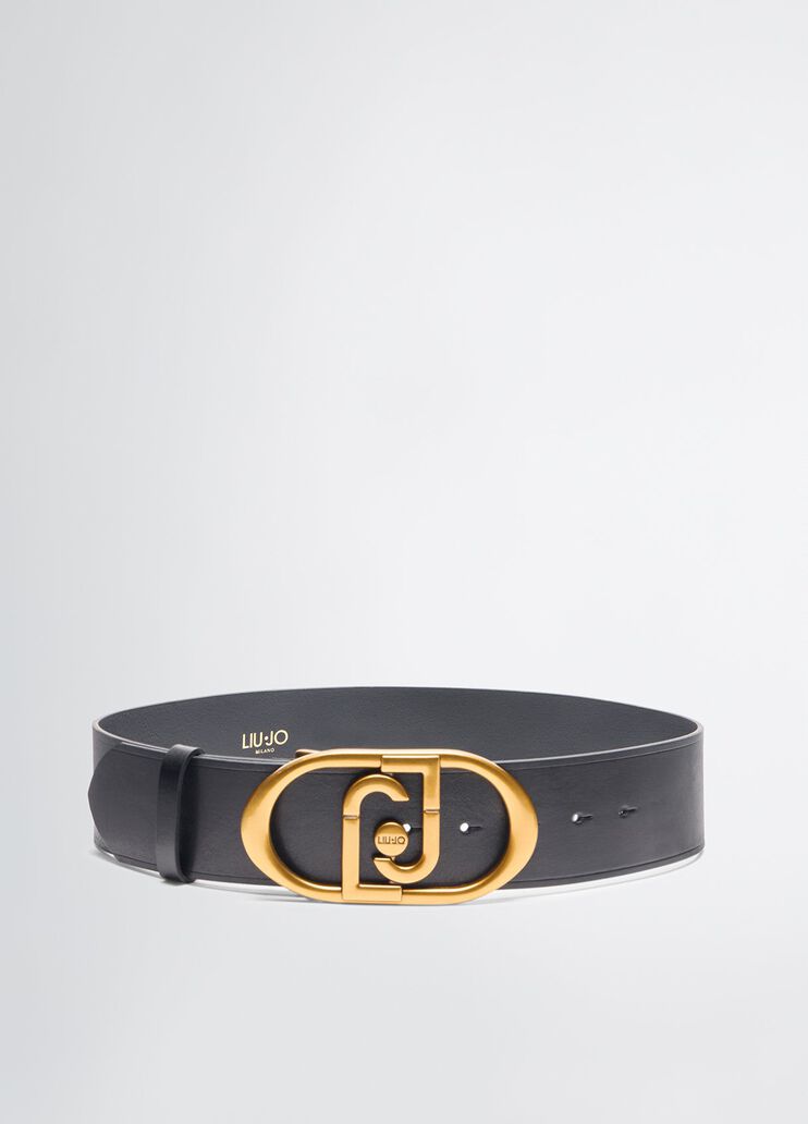 Korsettg&uuml;rtel aus Leder Schwarz Liu Jo - medium