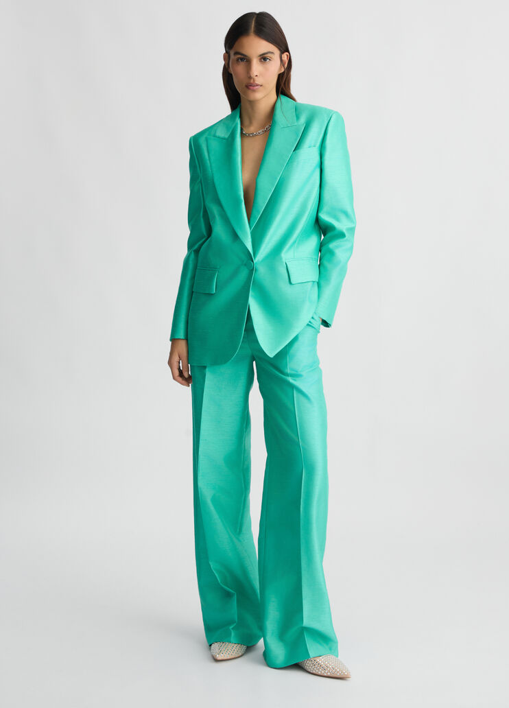 Long green shantung trousers turquoise Liu Jo - medium Long green shantung trousers turquoise Liu Jo - medium