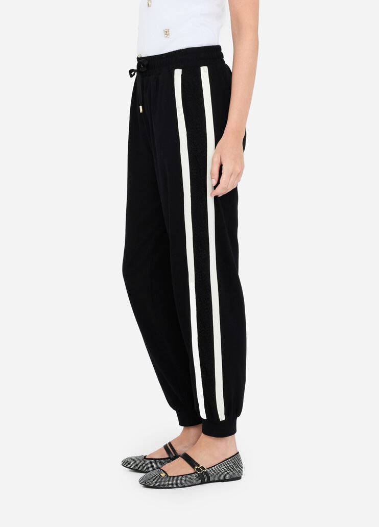 Plush jogging trousers with lace black Liu Jo - large image number 3 Plush jogging trousers with lace black Liu Jo - large image number 3