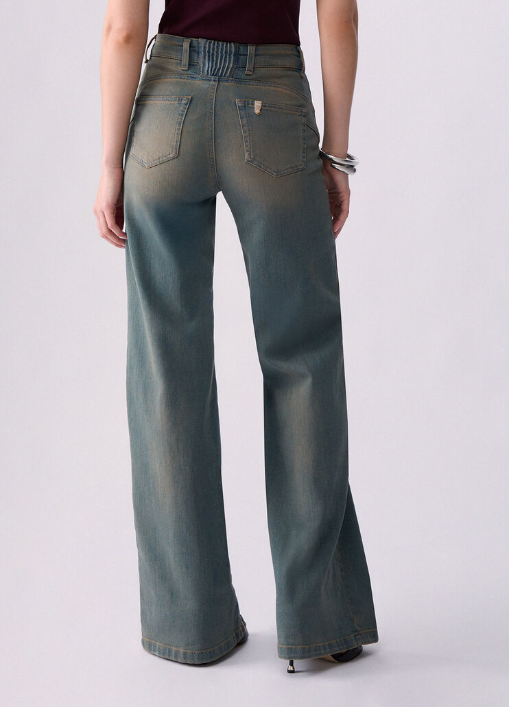 Jean flare avec poches passepoil&eacute;es denim bleu Liu Jo - medium
