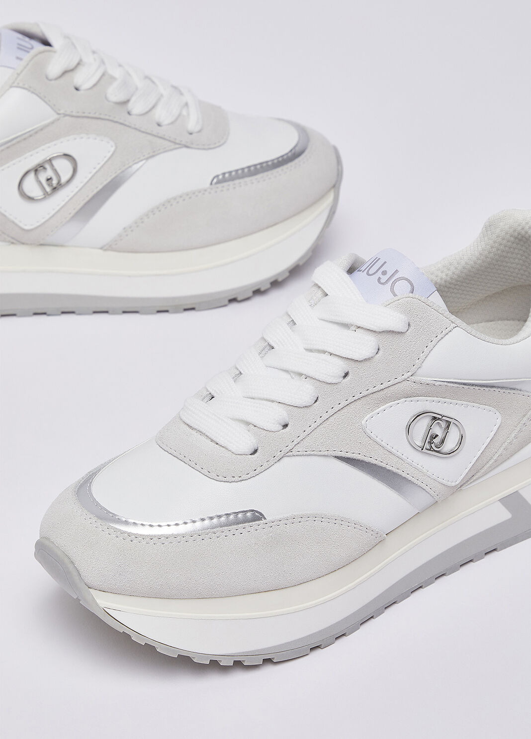 Platform sneakers in suede and leather white Liu Jo - large image number 6