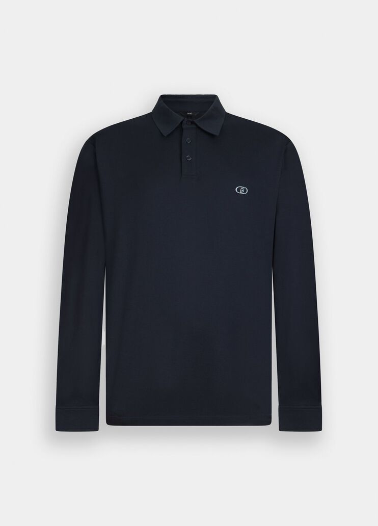 Polo en piqué de coton bleu foncé Liu Jo - large image number 6 Polo en piqué de coton bleu foncé Liu Jo - large image number 6