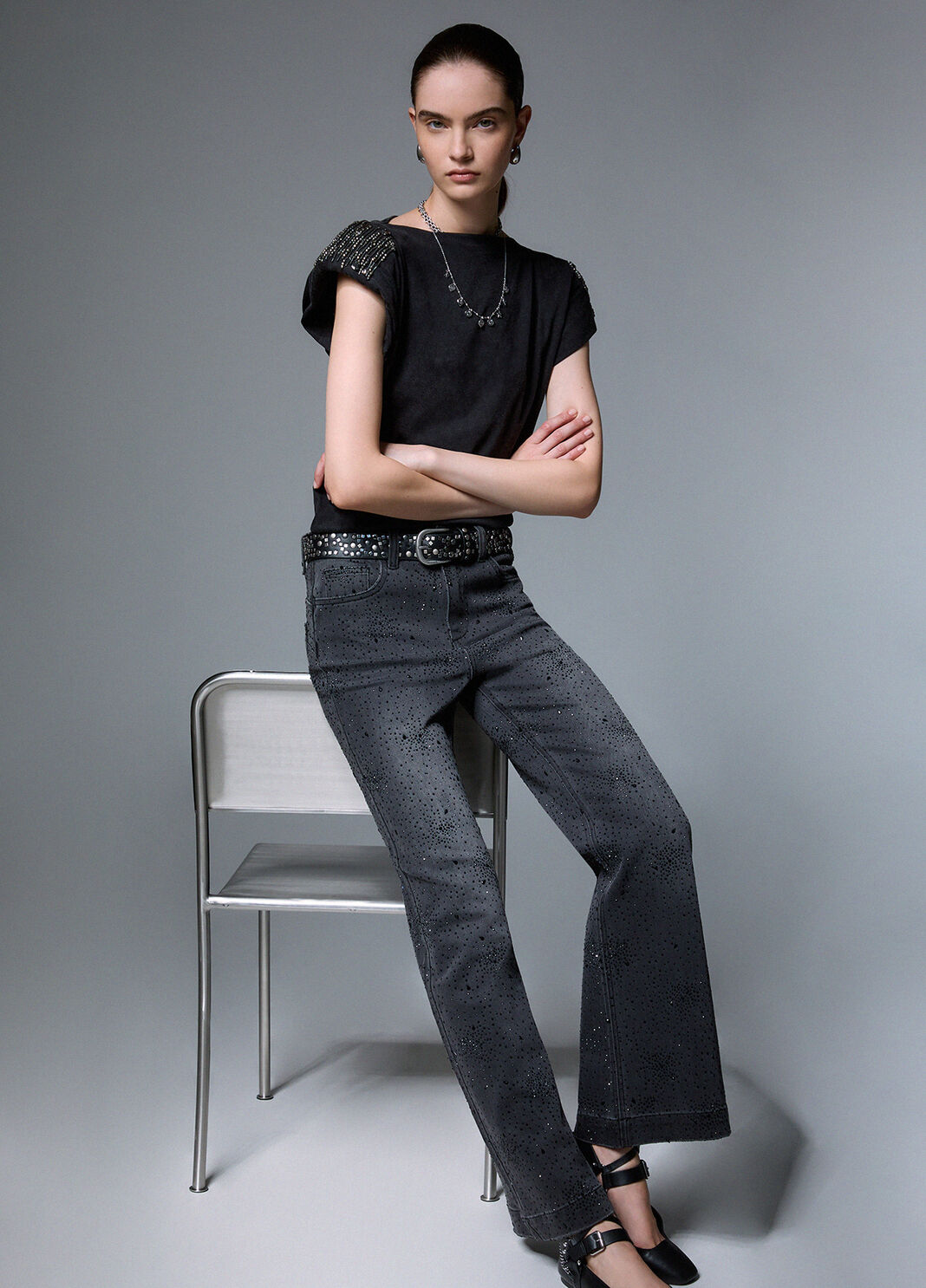 Straight-leg jeans with rhinestones black Liu Jo - large image number 3