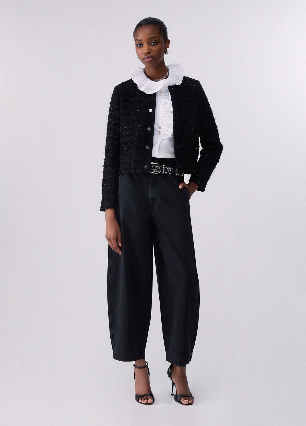 Balloon trousers with embroidered belt black denim Liu Jo - large image number 5