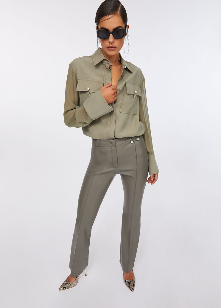 Coated fabric flared trousers asparagus Liu Jo - medium Coated fabric flared trousers asparagus Liu Jo - medium