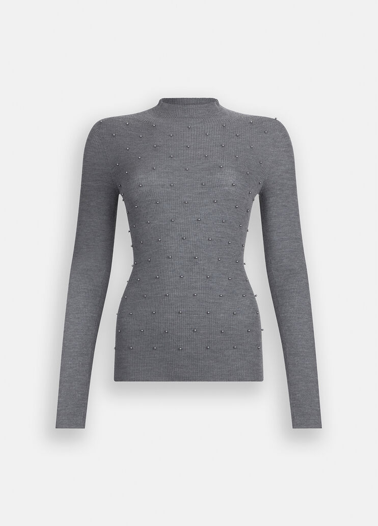 100% wool jumper with appliqués grey Liu Jo - large image number 6