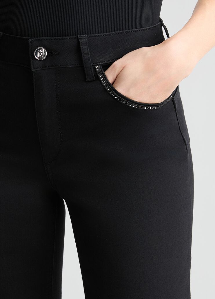 Black bootcut jeans with rhinestones black denim Liu Jo - large image number 2 Black bootcut jeans with rhinestones black denim Liu Jo - large image number 2
