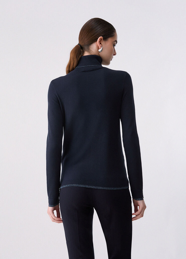 Col roul&eacute; avec bordures en Lurex&reg; bleu fonc&eacute; Liu Jo - medium