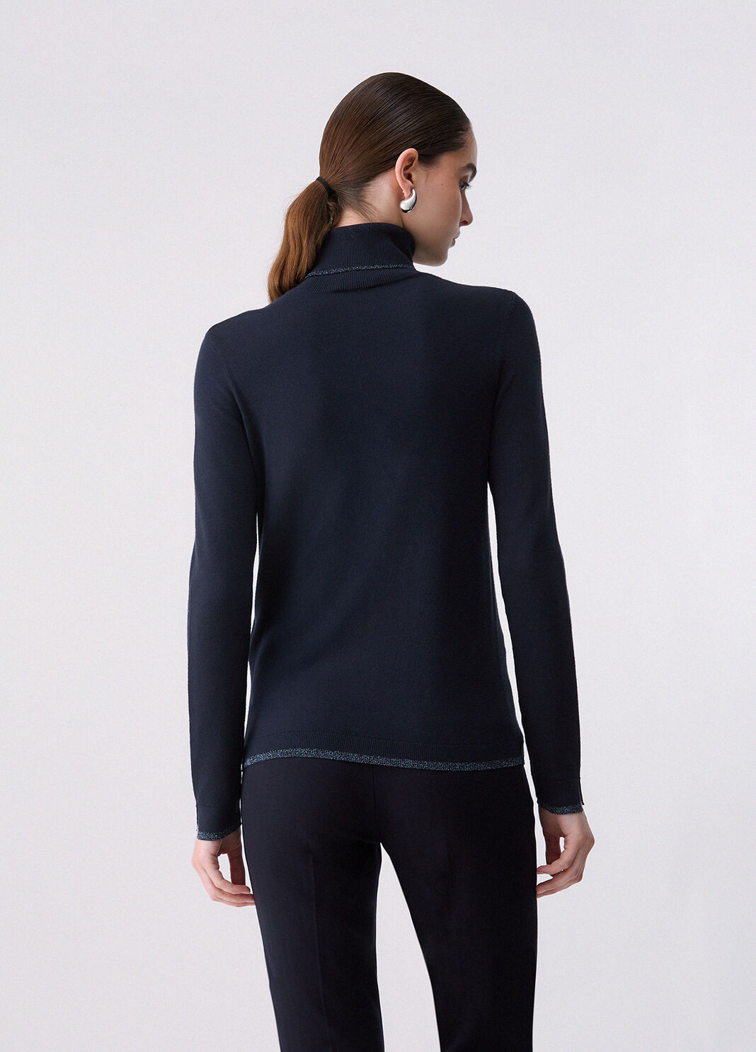 Turtleneck with Lurex&reg; trims dark blue Liu Jo - large image number 1