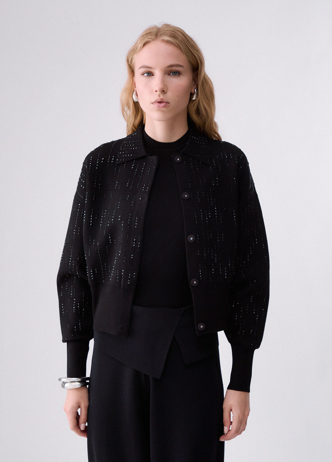 Giacca in maglia con strass nero/strass Liu Jo - large image number 0