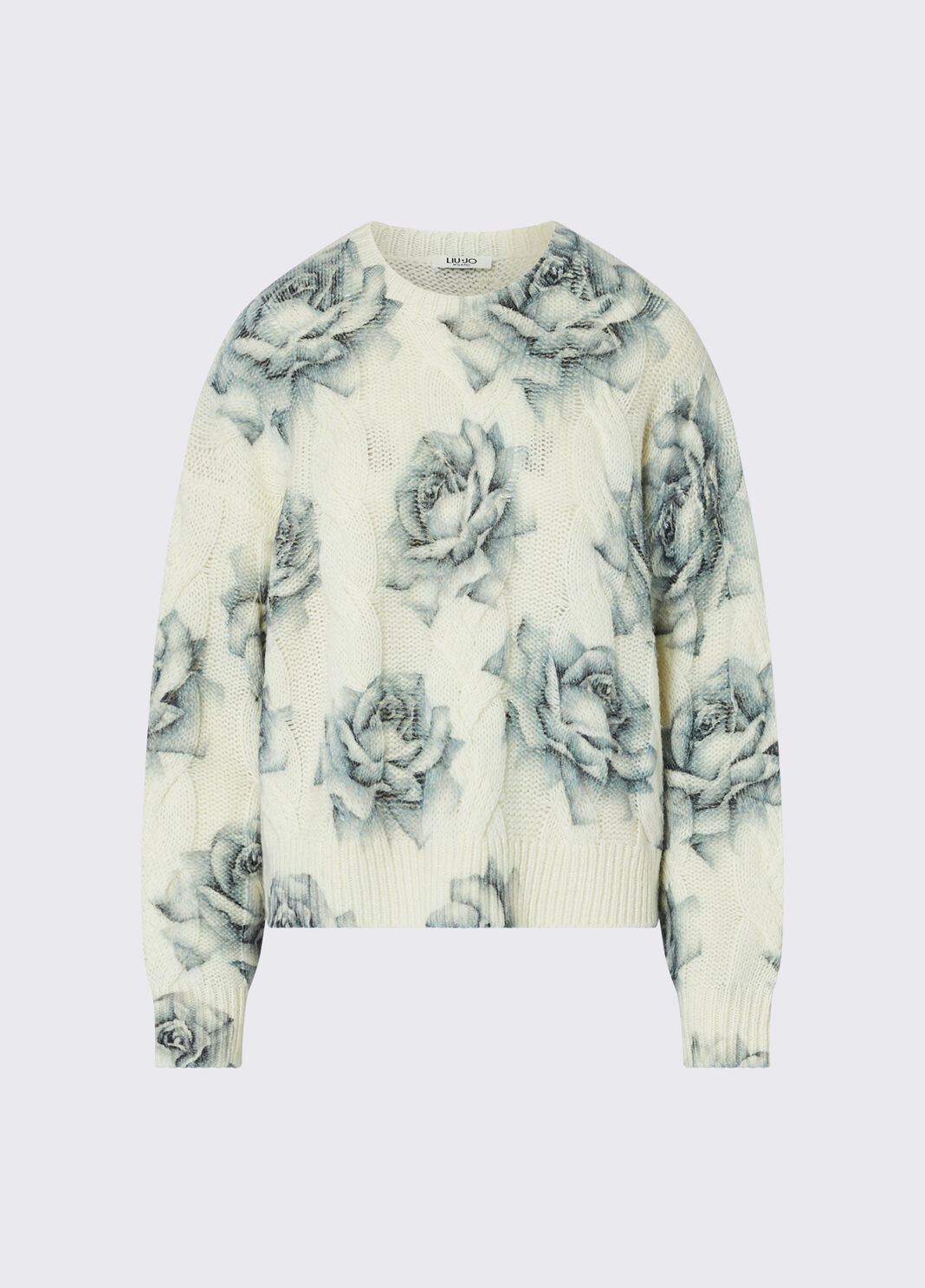 Wool Sweater with Rose Print white Liu Jo - large image number 6