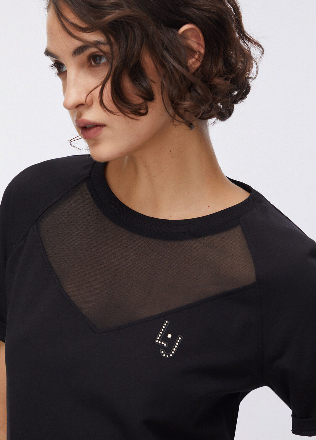 Abito in felpa con dettaglio in mesh nero Liu Jo - large image number 4