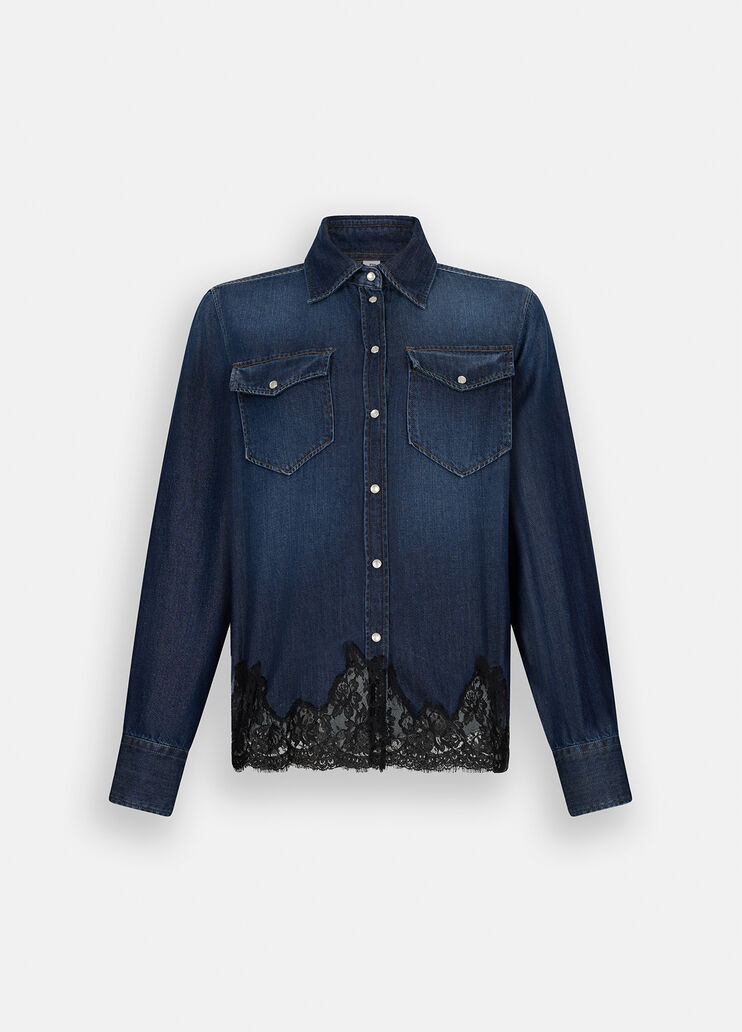 Chemise en toile denim avec dentelle denim bleu foncé Liu Jo - large image number 6 Chemise en toile denim avec dentelle denim bleu foncé Liu Jo - large image number 6