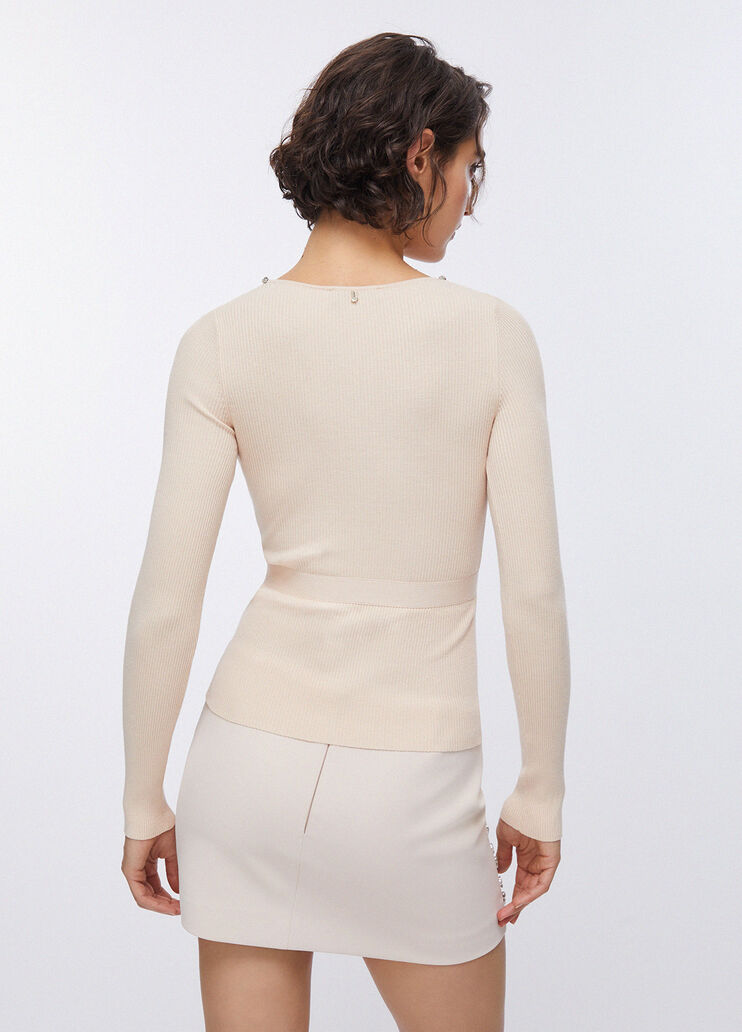 Pull avec broderie de pierres chair Liu Jo - large image number 1