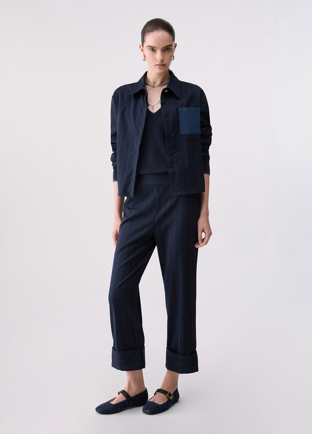 Pinstripe Cigarette Trousers blue pinstripe Liu Jo - large image number 5
