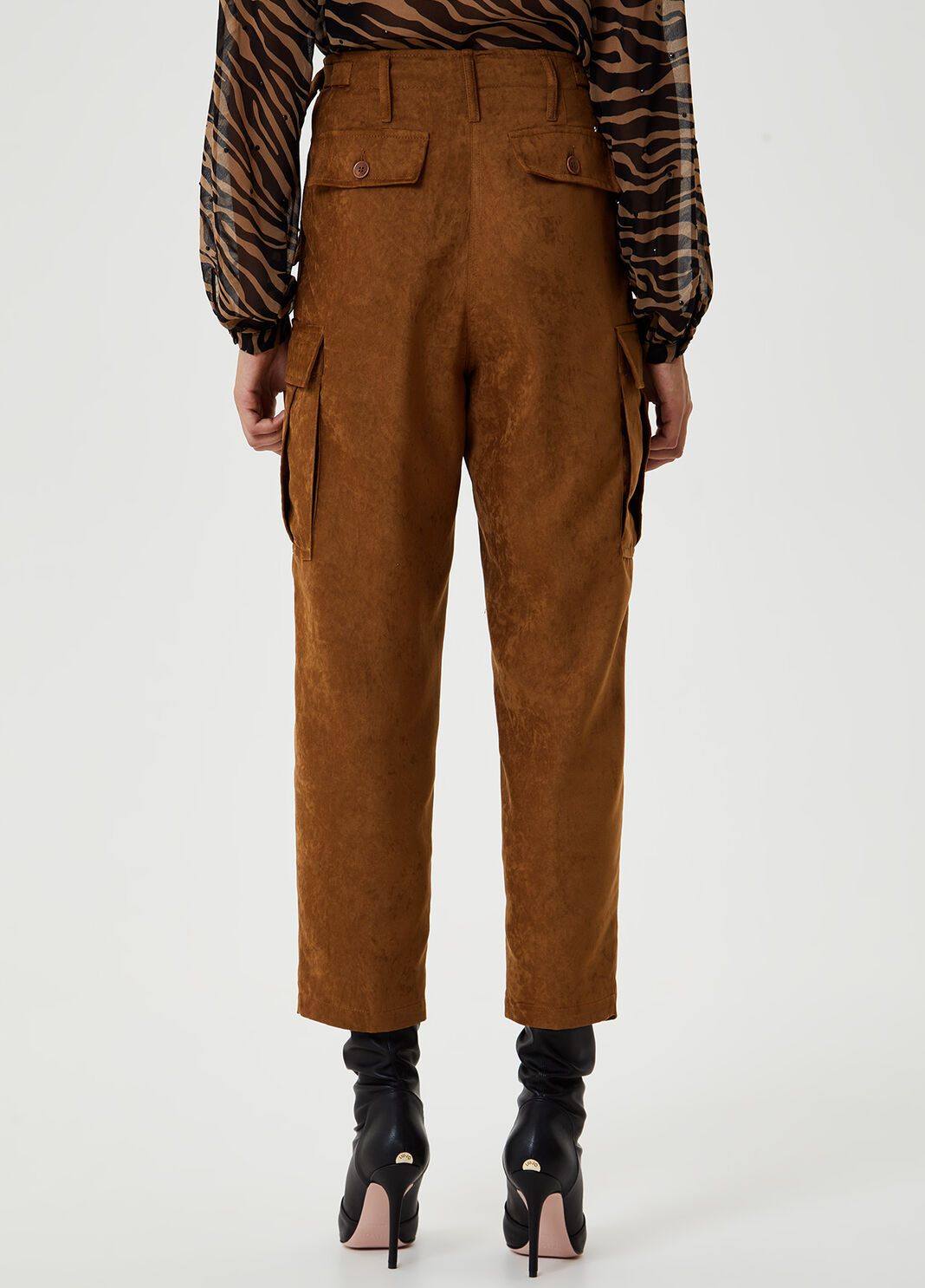 Faux suede cargo trousers Brown Liu Jo - large image number 1