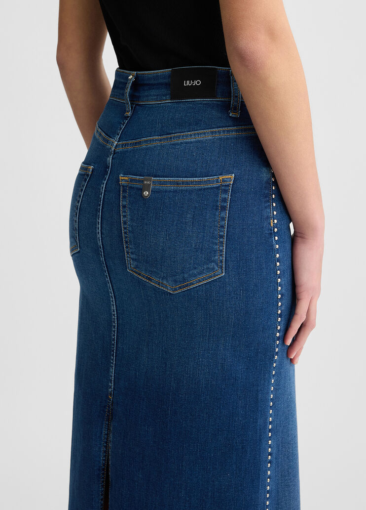 Denim skirt with studs dark denim Liu Jo - large image number 4 Denim skirt with studs dark denim Liu Jo - large image number 4