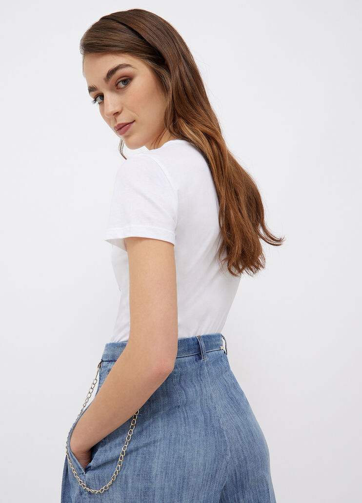 T-shirt with print and appliqués white/scooter Liu Jo - large image number 1