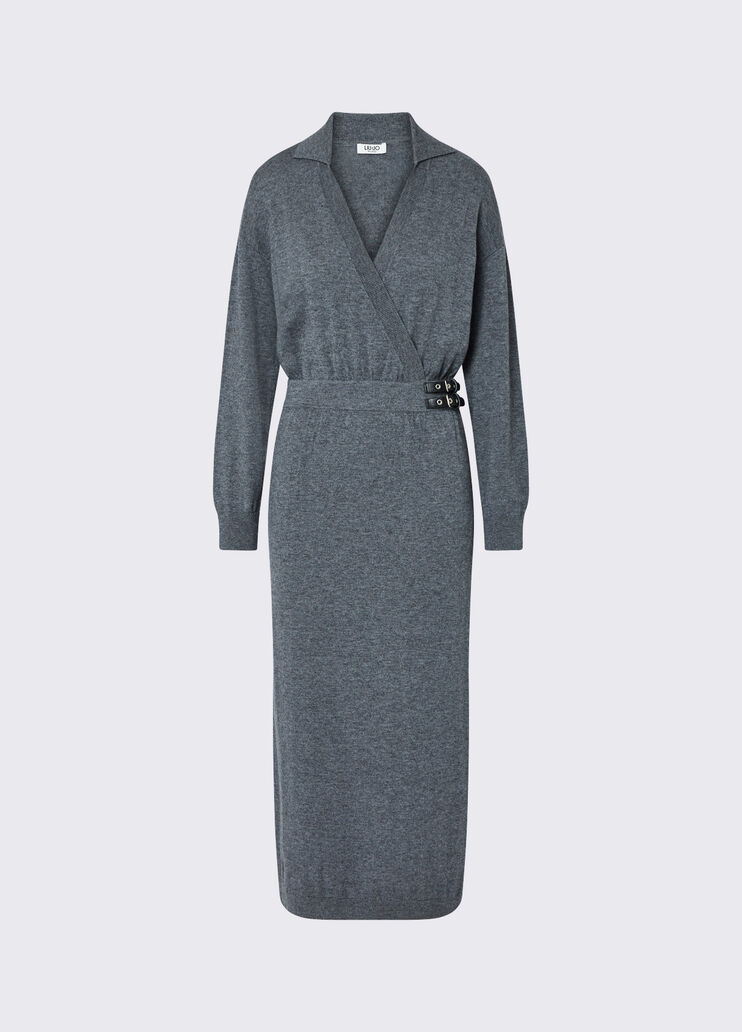 Vestido de punto con hebillas gris jaspeado Liu Jo - medium