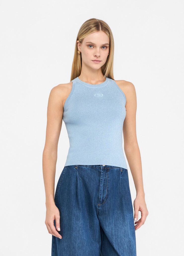 Lurex® knit top emerald blue Liu Jo - large image number 0 Lurex® knit top emerald blue Liu Jo - large image number 0