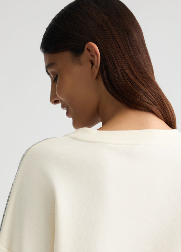 White sweatshirt with rhinestones white Liu Jo - large image number 3 White sweatshirt with rhinestones white Liu Jo - large image number 3