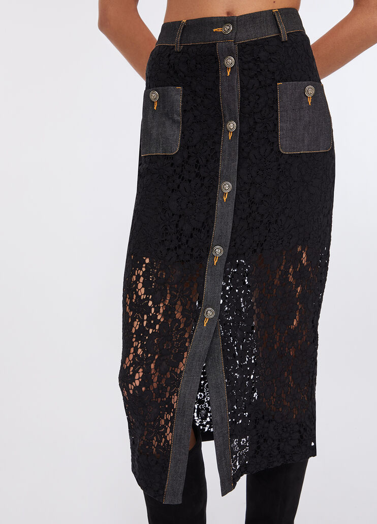 Lace skirt black denim Liu Jo - large image number 4