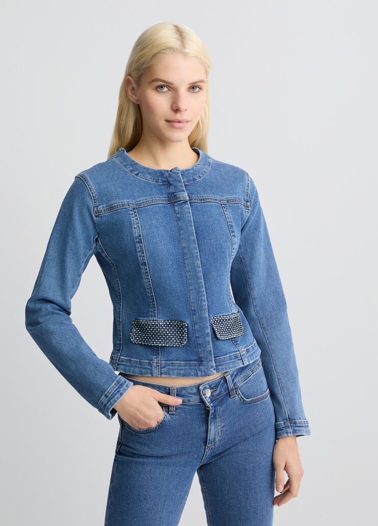 Denim jacket with rhinestones blue denim Liu Jo - medium Denim jacket with rhinestones blue denim Liu Jo - medium