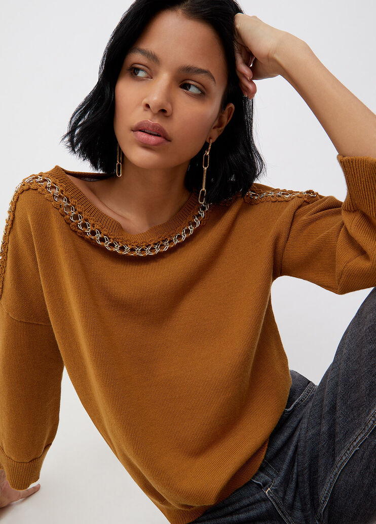 Nachhaltiger Pullover mit Schmuckkette Bronze Liu Jo - large image number 2