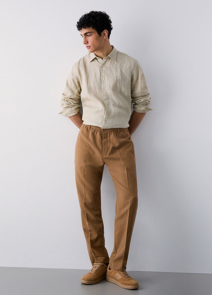 Pantaloni in misto lino cognac Liu Jo - medium