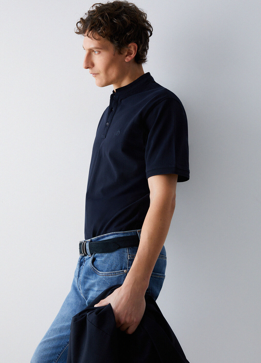 Pique polo-shirt with Mandarin collar dark blue Liu Jo - large image number 2