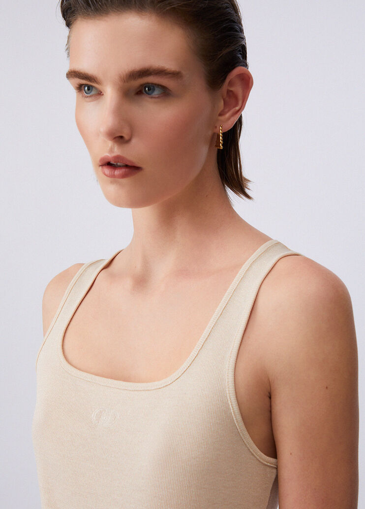 Top with monogram logo champagne Liu Jo - medium