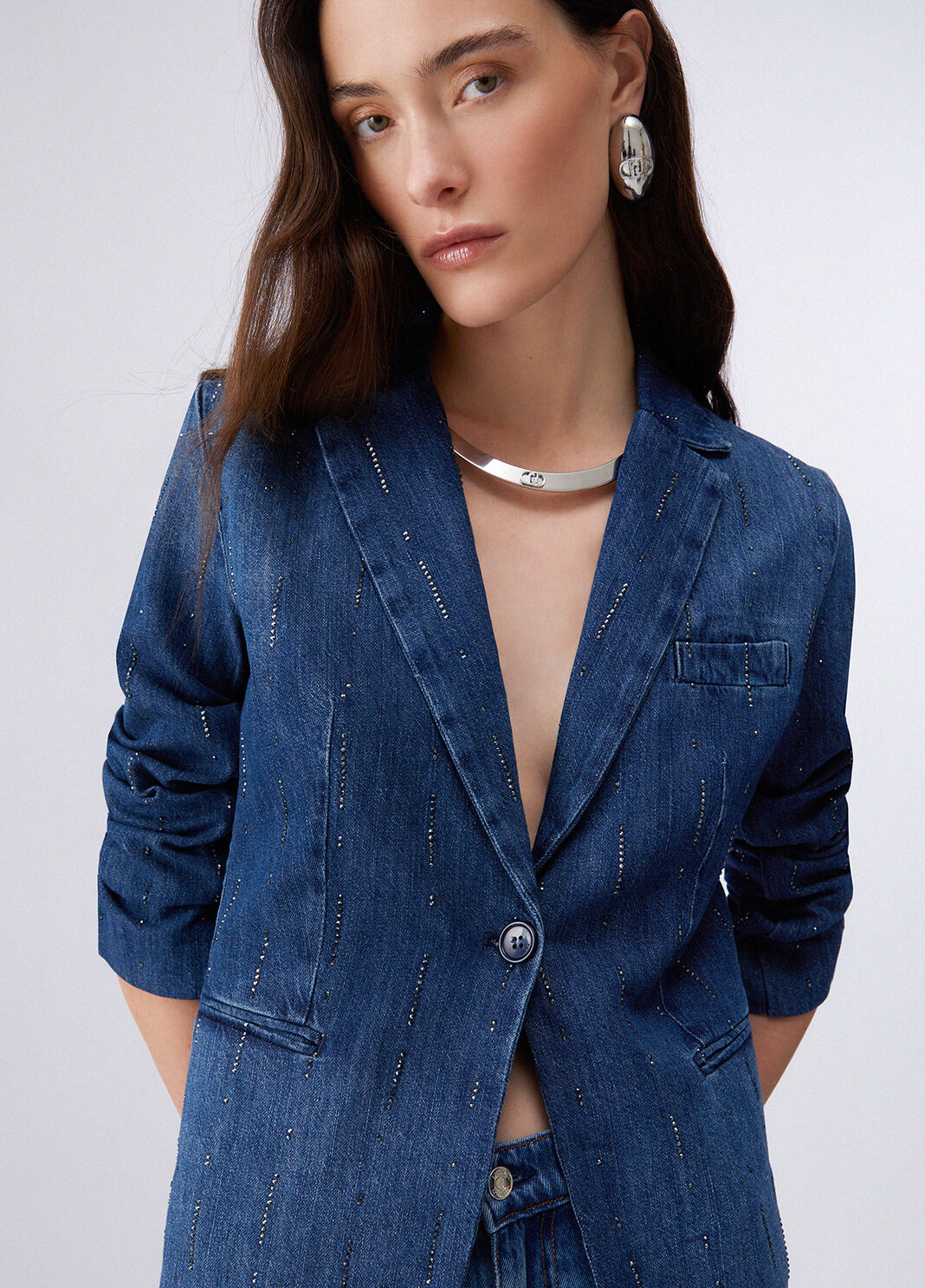 Blazer aus Denim mit Strass Denimblau Liu Jo - large image number 4