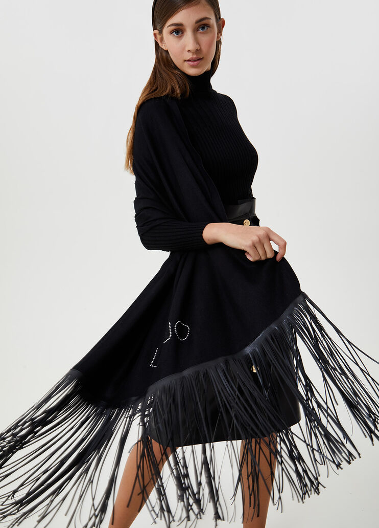 Stole with fringes Black Liu Jo - large image number 1 Stole with fringes Black Liu Jo - large image number 1