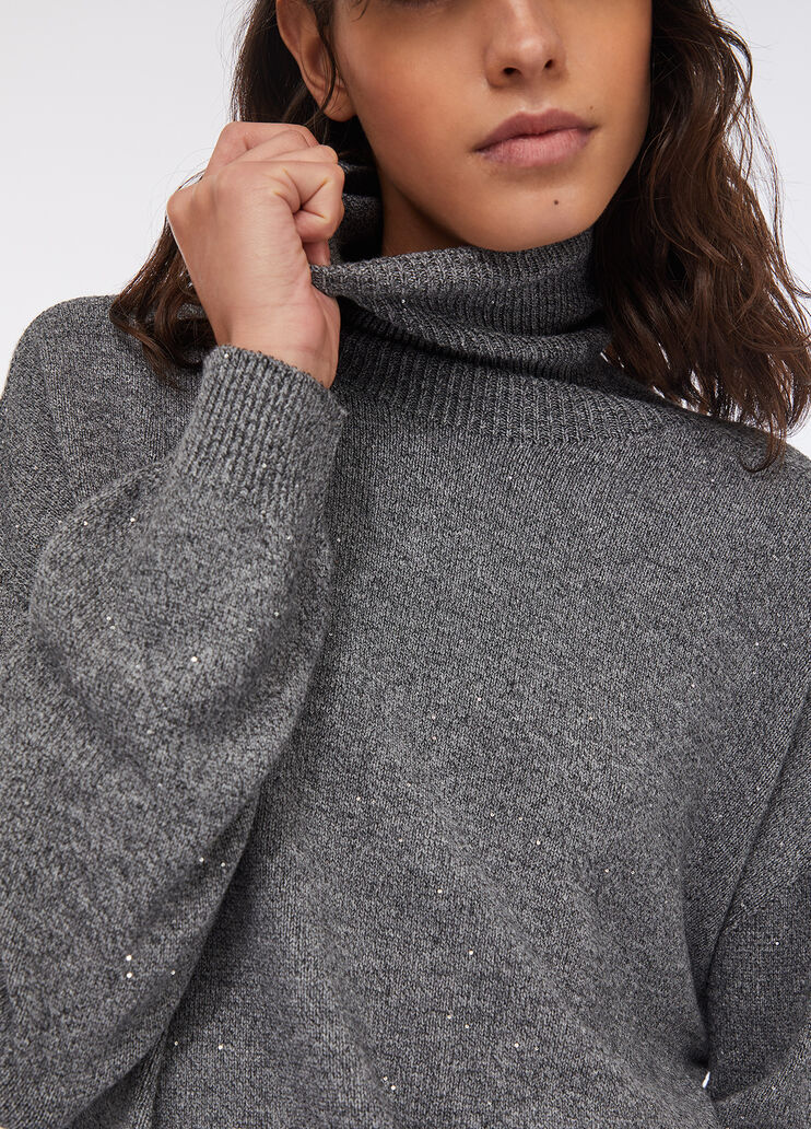 Polo-neck with micro-sequins grey Liu Jo - medium