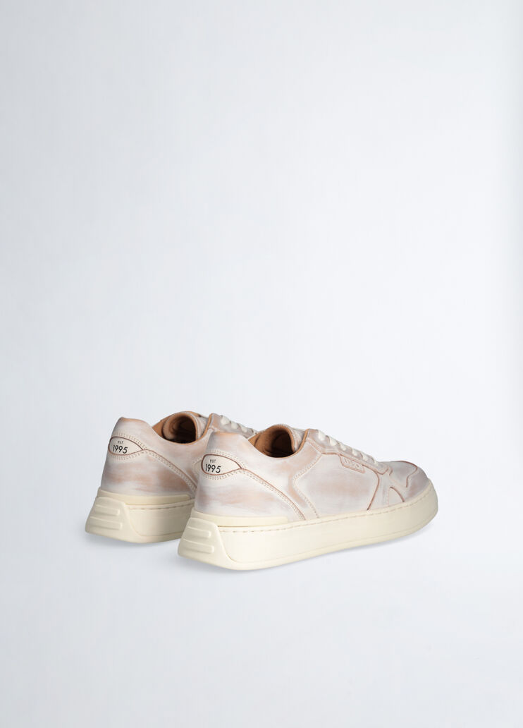 Men's faded leather sneakers beige Liu Jo - large image number 2 Men's faded leather sneakers beige Liu Jo - large image number 2