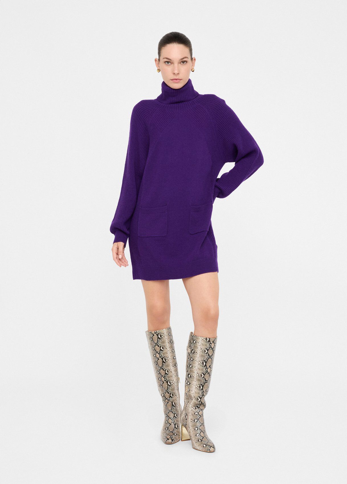 100% wool knit dress colour purple | Liu Jo