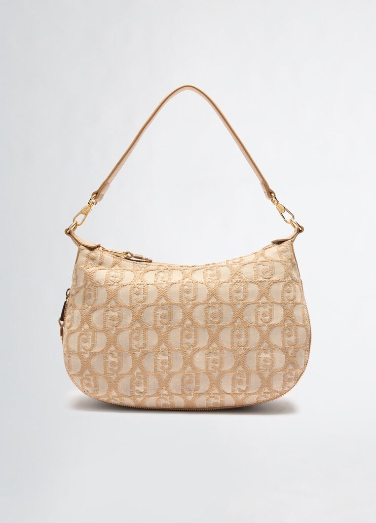 Jacquard shoulder bag with logo beige Liu Jo - medium Jacquard shoulder bag with logo beige Liu Jo - medium