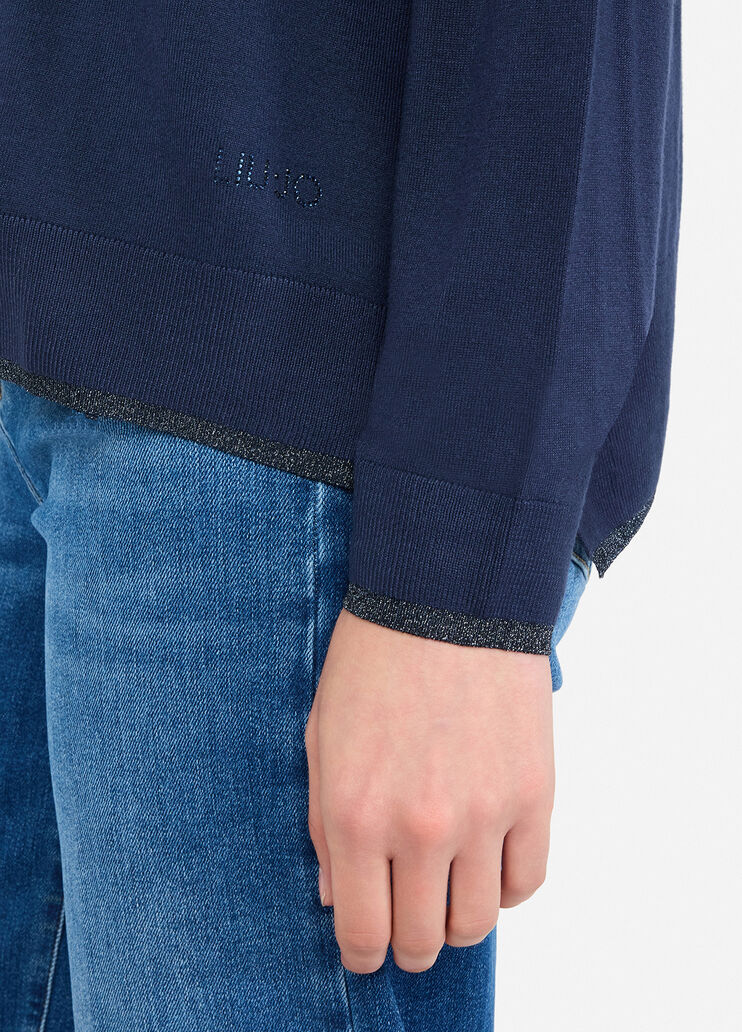 Pull en Lurex® bleu marine Liu Jo - large image number 4