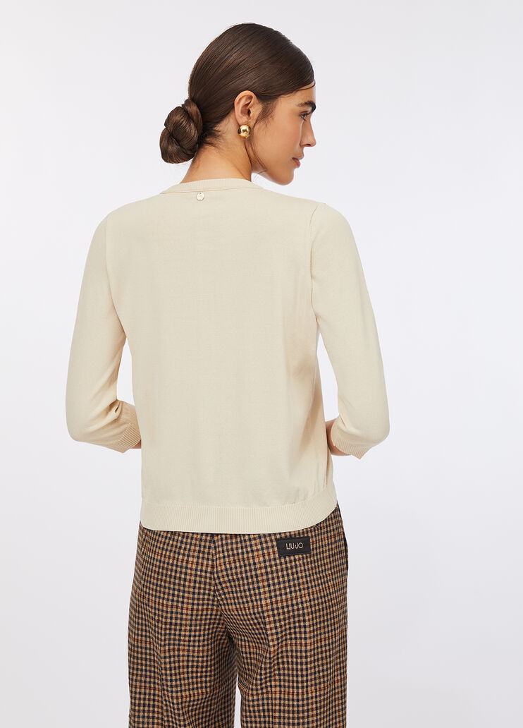 Cardigan with lace detail light beige Liu Jo - large image number 1