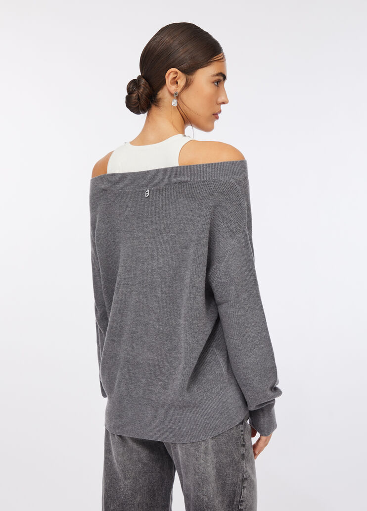 Jumper with bejewelled embroidery grey Liu Jo - large image number 1