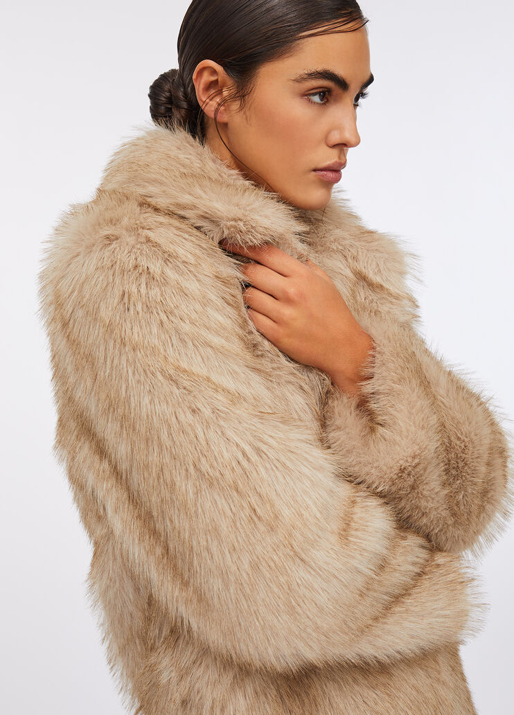 Faux fur jacket honey Liu Jo - large image number 3 Faux fur jacket honey Liu Jo - large image number 3