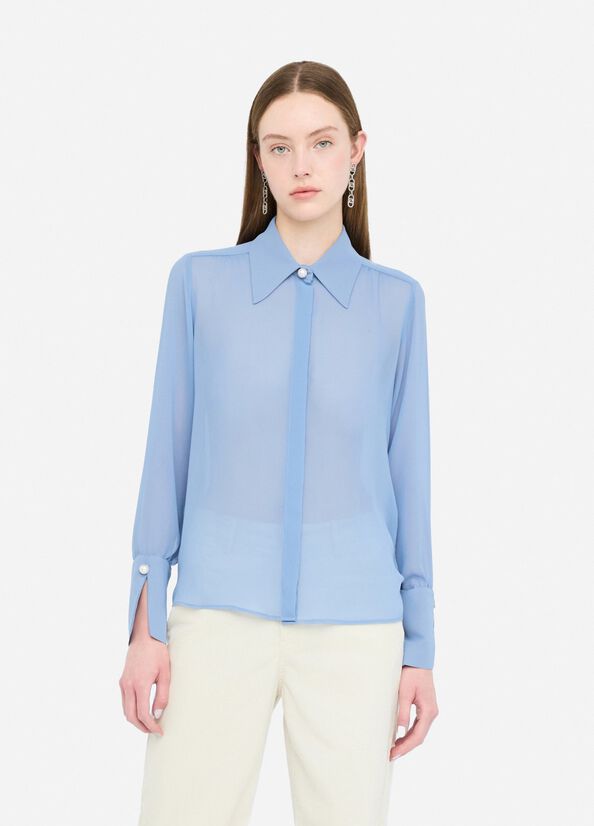 Shirt with beads light blue Liu Jo - large image number 0