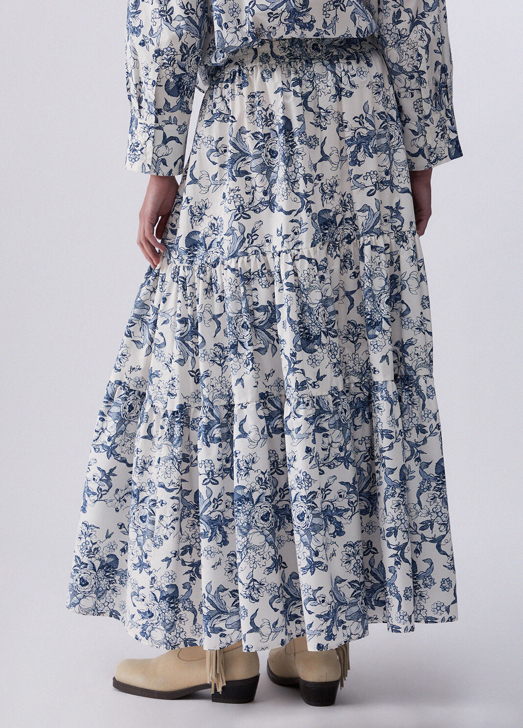 Langer Rock aus bedruckter Popeline Blau Liu Jo - large image number 1