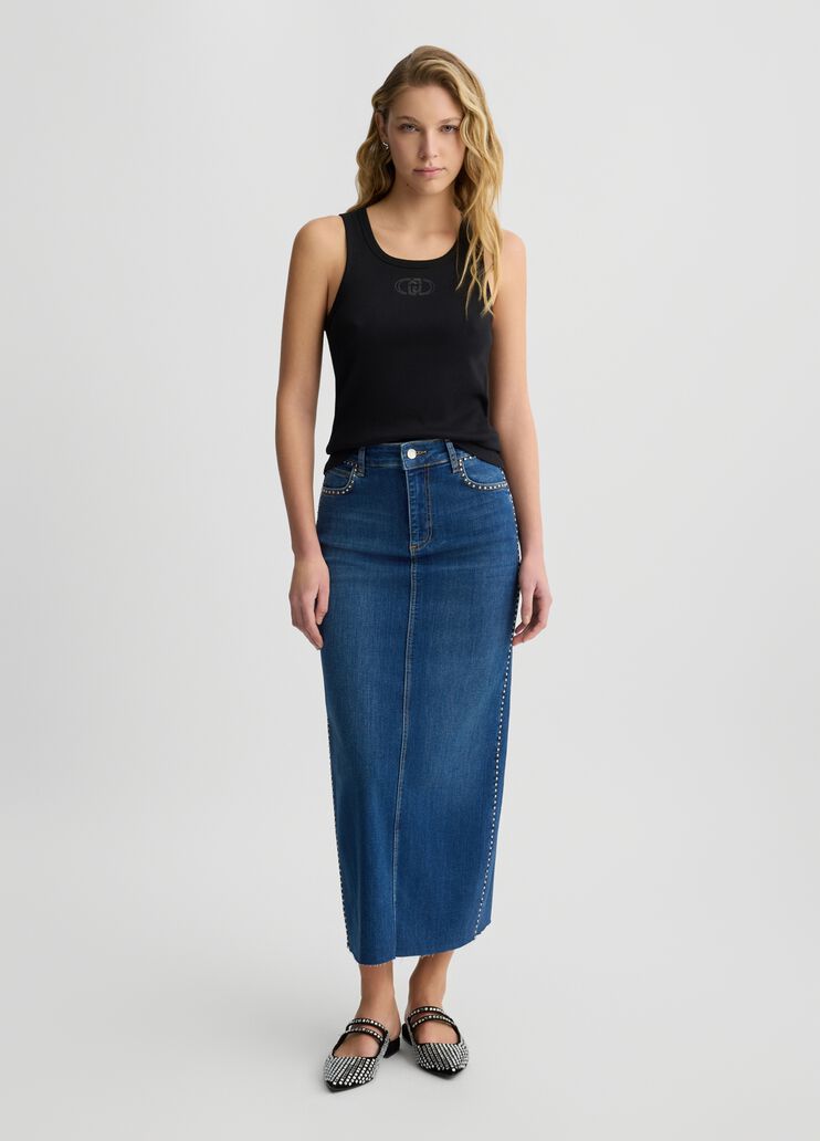 Denim skirt with studs dark denim Liu Jo - medium Denim skirt with studs dark denim Liu Jo - medium