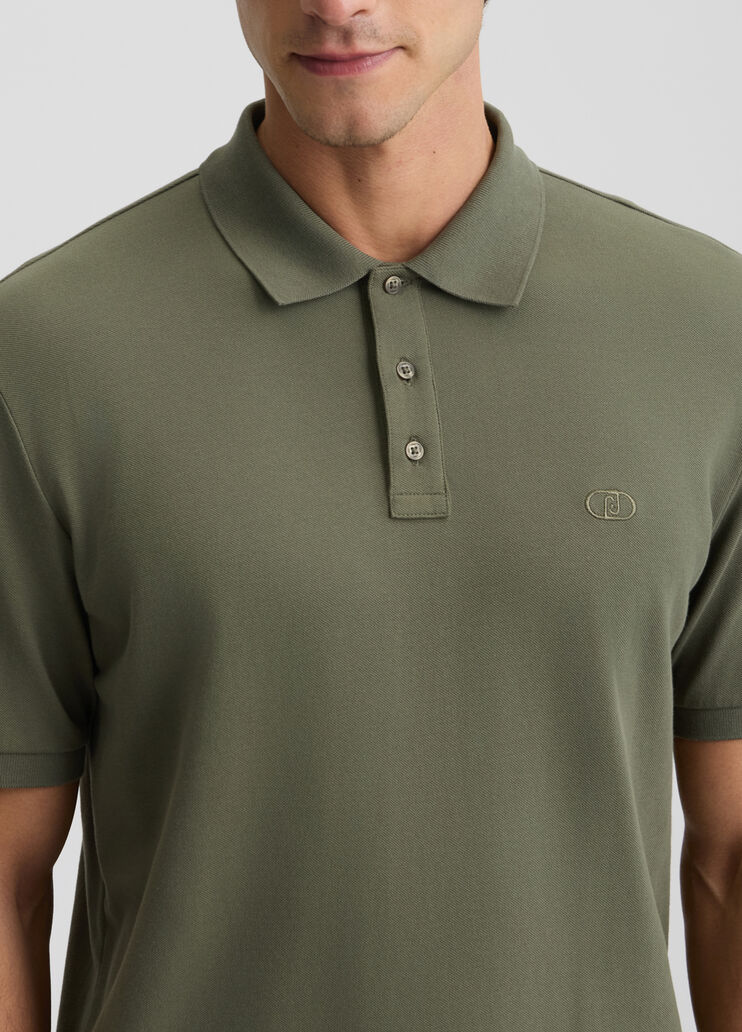 Cotton pique polo-shirt olive green Liu Jo - large image number 2 Cotton pique polo-shirt olive green Liu Jo - large image number 2