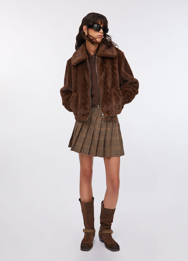 Teddy bomber jacket with cable knit detailing chocolate Liu Jo - medium Teddy bomber jacket with cable knit detailing chocolate Liu Jo - medium